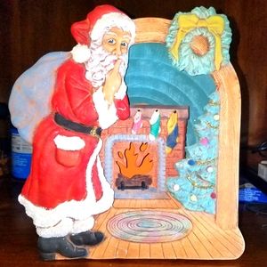 Vintage Hand Painted Santa/Chimney Light Up Ceramic Night Light Display Limited